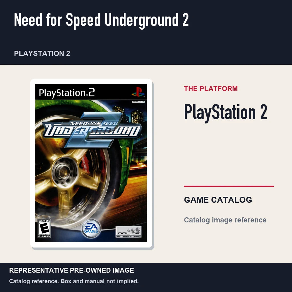 Representative pre-owned Need for Speed Underground 2 (PlayStation 2), platform product layout.