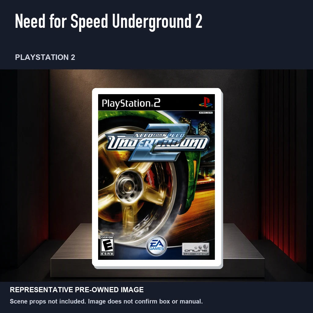 Representative pre-owned Need for Speed Underground 2 (PlayStation 2), product image on a display panel.