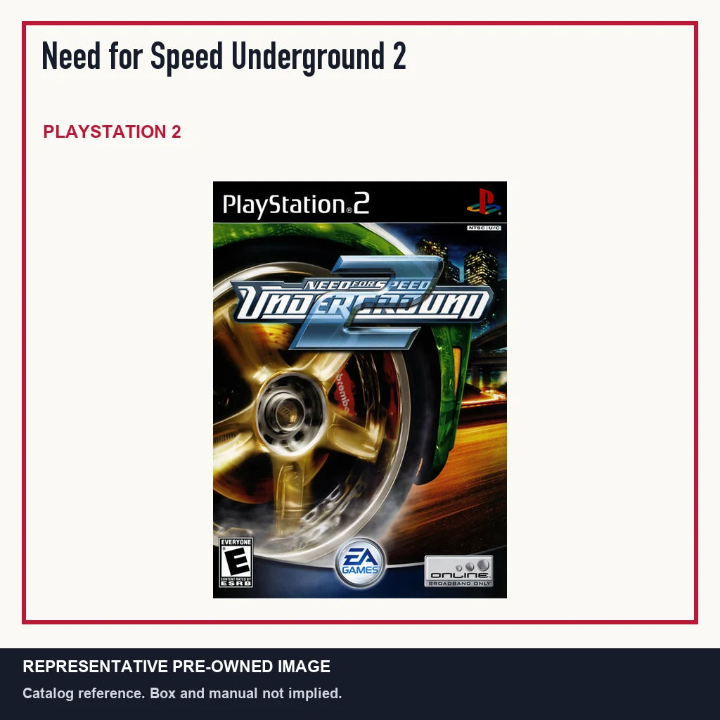Representative pre-owned Need for Speed Underground 2 (PlayStation 2), minimal product layout.