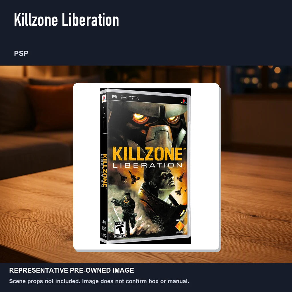 Representative pre-owned Killzone Liberation (PSP), product image in a styled room scene.