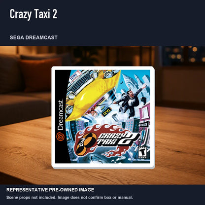 Representative pre-owned Crazy Taxi 2 (Sega Dreamcast), product image in a styled room scene.