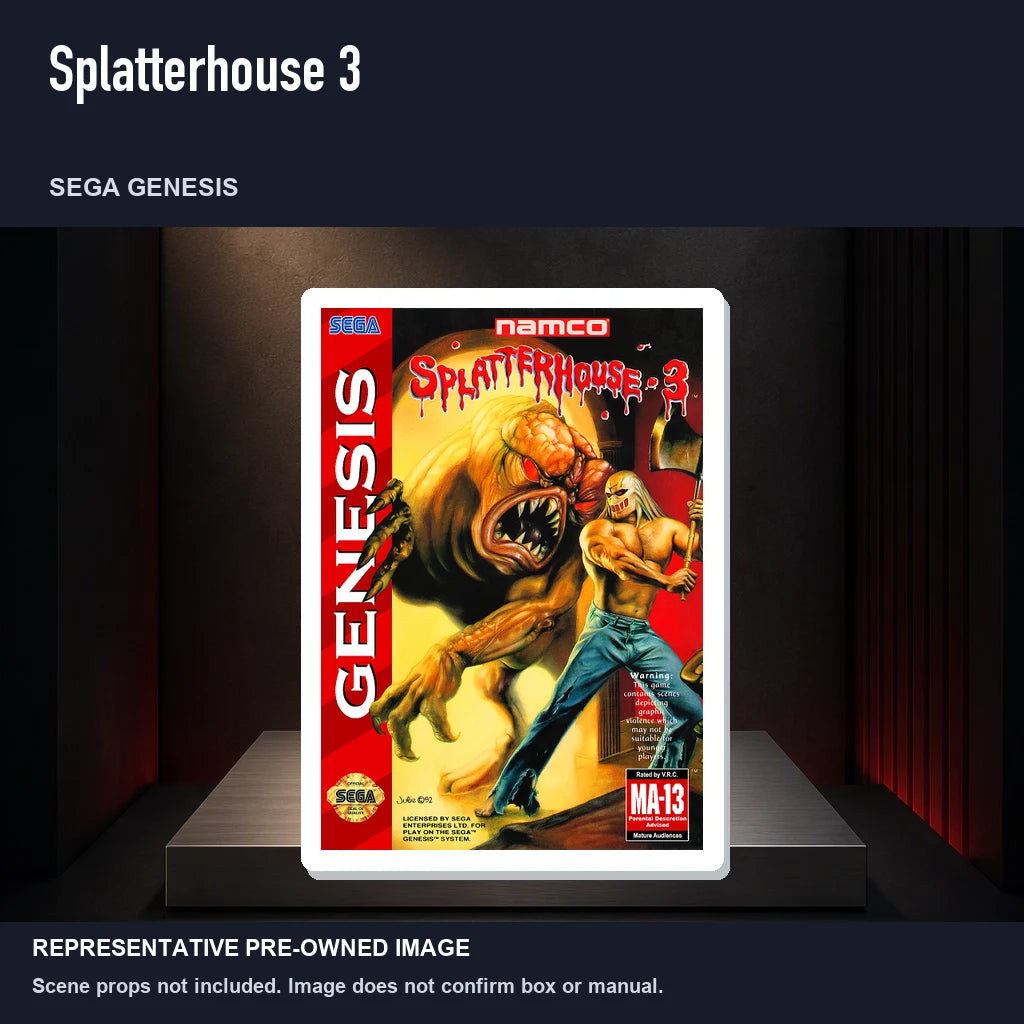 Representative pre-owned Splatterhouse 3 (Sega Genesis), product image on a display panel.