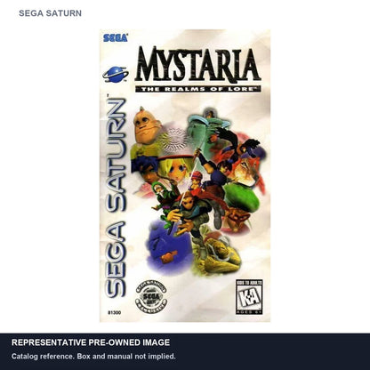 Representative pre-owned Mystaria The Realms of Lore (Sega Saturn), white product reference.