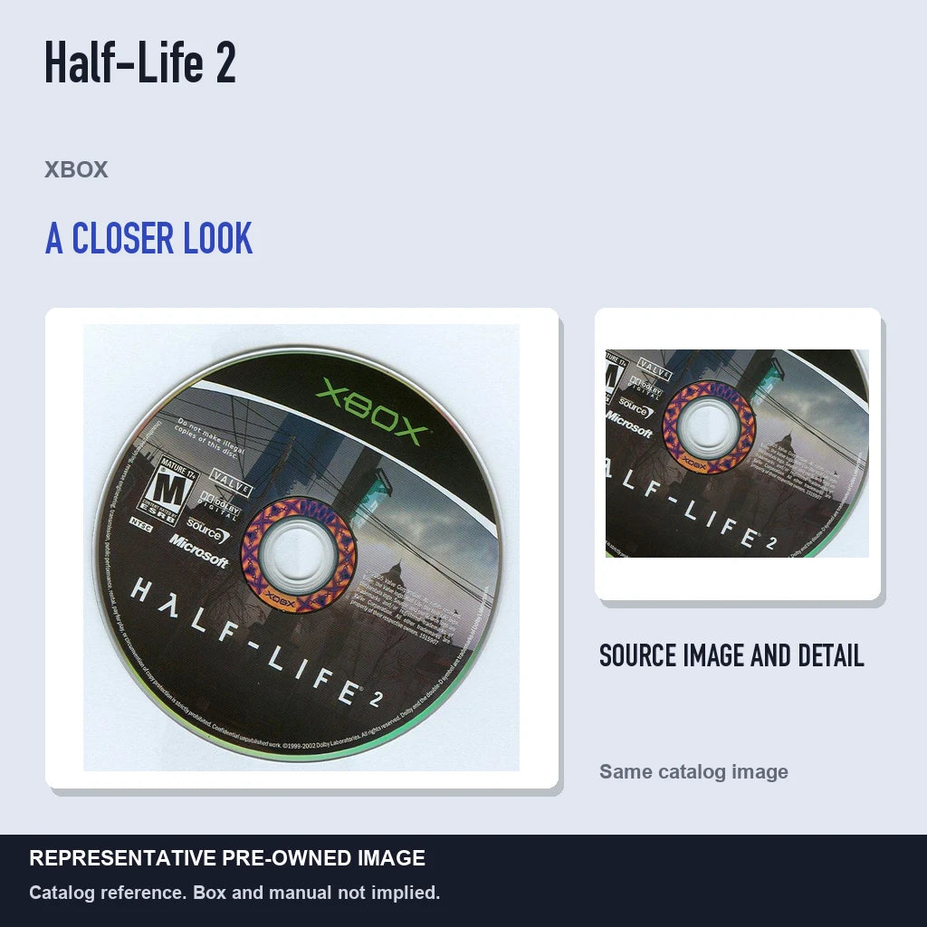 Representative pre-owned Half-Life 2 (Xbox), full image with detail inset.