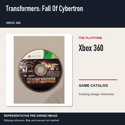 Representative pre-owned Transformers: Fall Of Cybertron (Xbox 360), platform product layout.