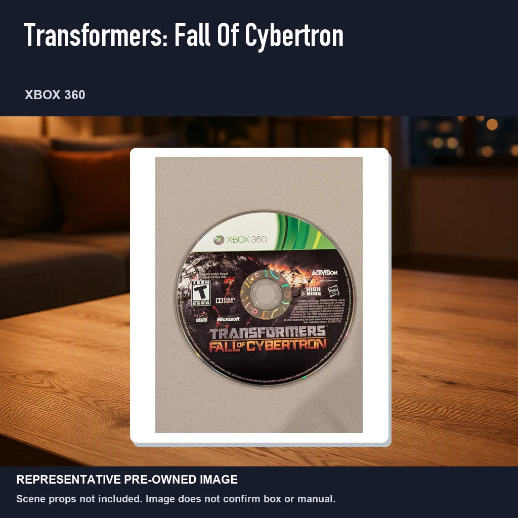 Representative pre-owned Transformers: Fall Of Cybertron (Xbox 360), product image in a styled room scene.