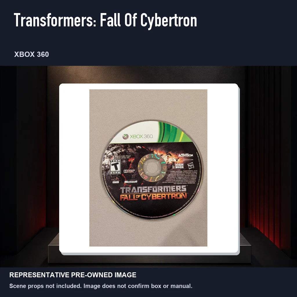 Representative pre-owned Transformers: Fall Of Cybertron (Xbox 360), product image on a display panel.