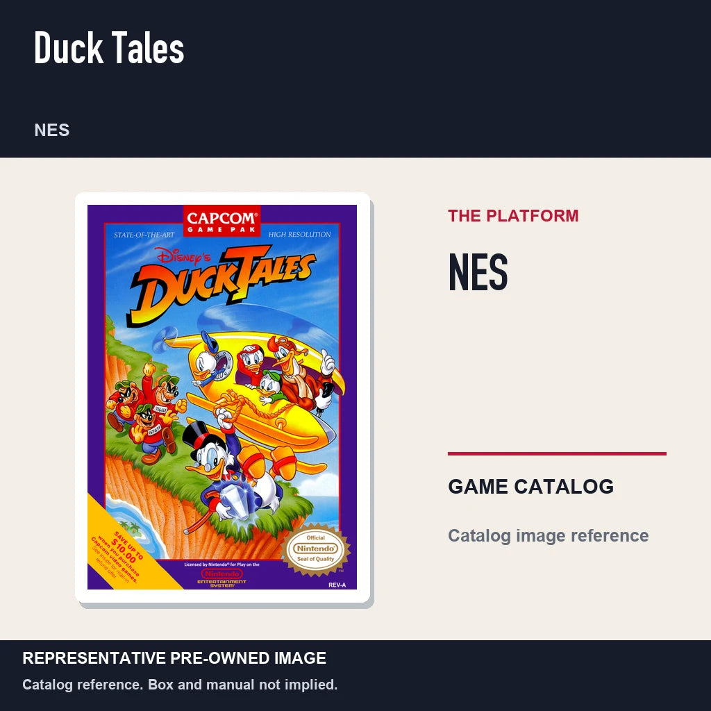 Representative pre-owned Duck Tales (NES), platform product layout.