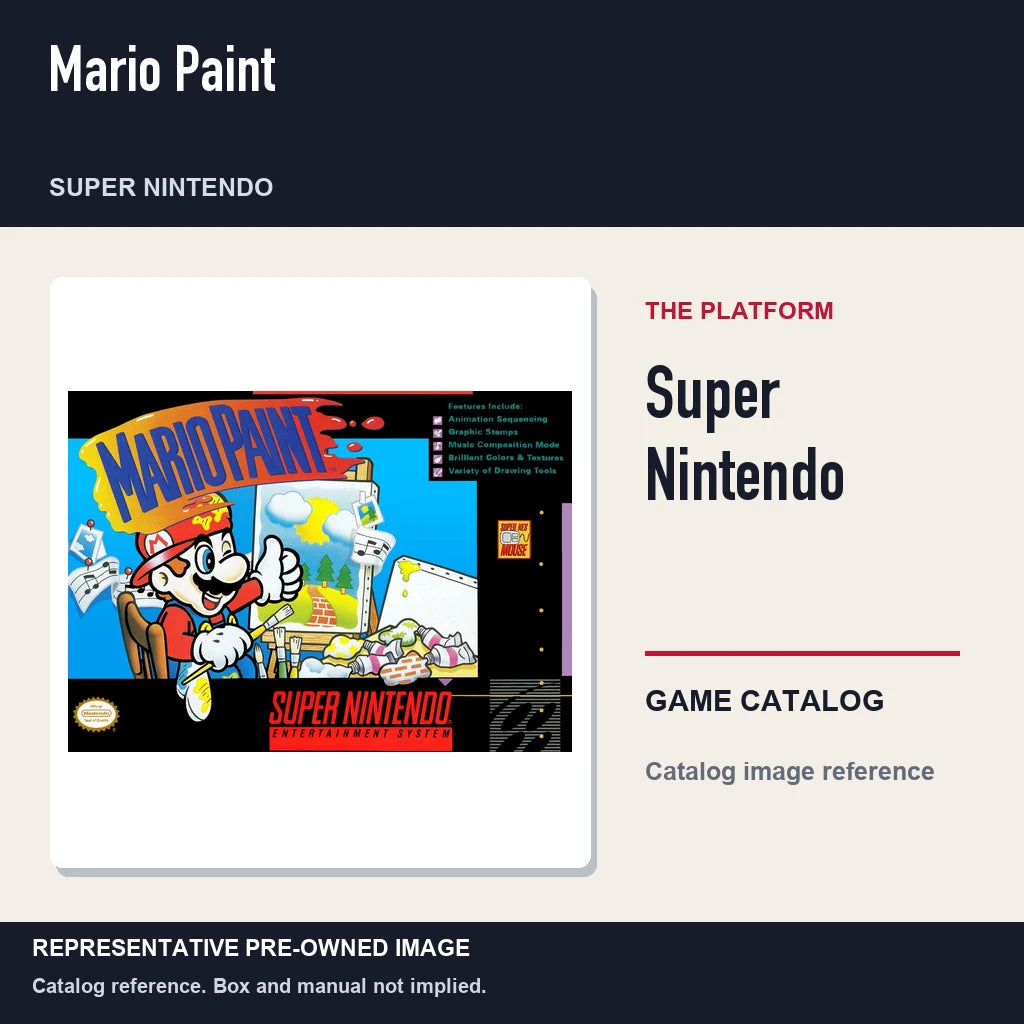 Representative pre-owned Mario Paint (Super Nintendo), platform product layout.