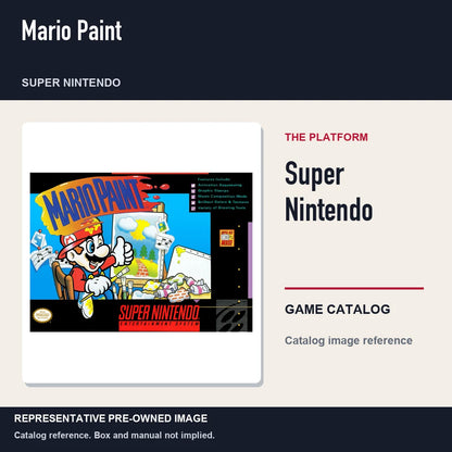 Representative pre-owned Mario Paint (Super Nintendo), platform product layout.