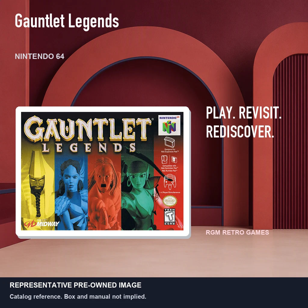 Representative pre-owned Gauntlet Legends (Nintendo 64), red retro product layout.