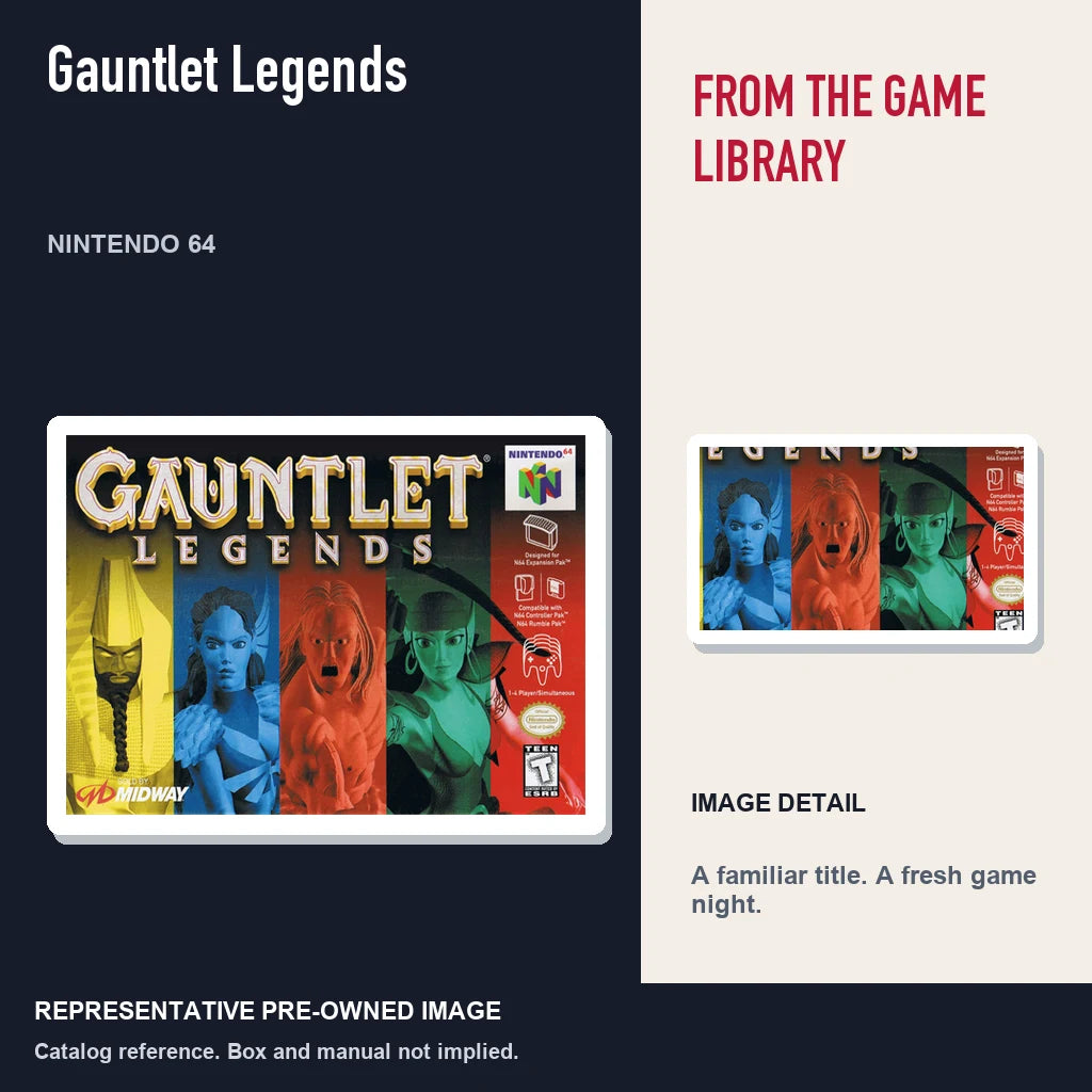 Representative pre-owned Gauntlet Legends (Nintendo 64), editorial image and detail.