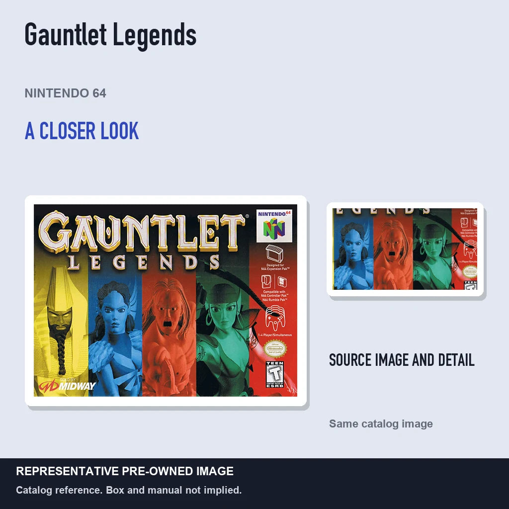 Representative pre-owned Gauntlet Legends (Nintendo 64), full image with detail inset.