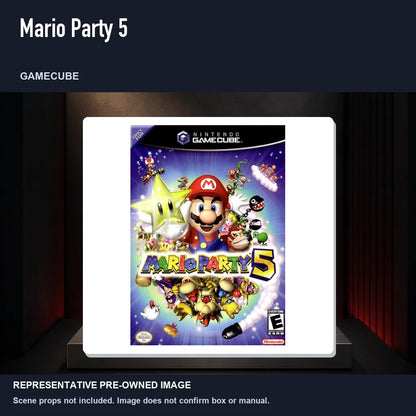 Representative pre-owned Mario Party 5 (GameCube), product image on a display panel.