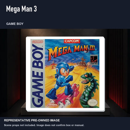 Representative pre-owned Mega Man 3 (Game Boy), product image on a display panel.