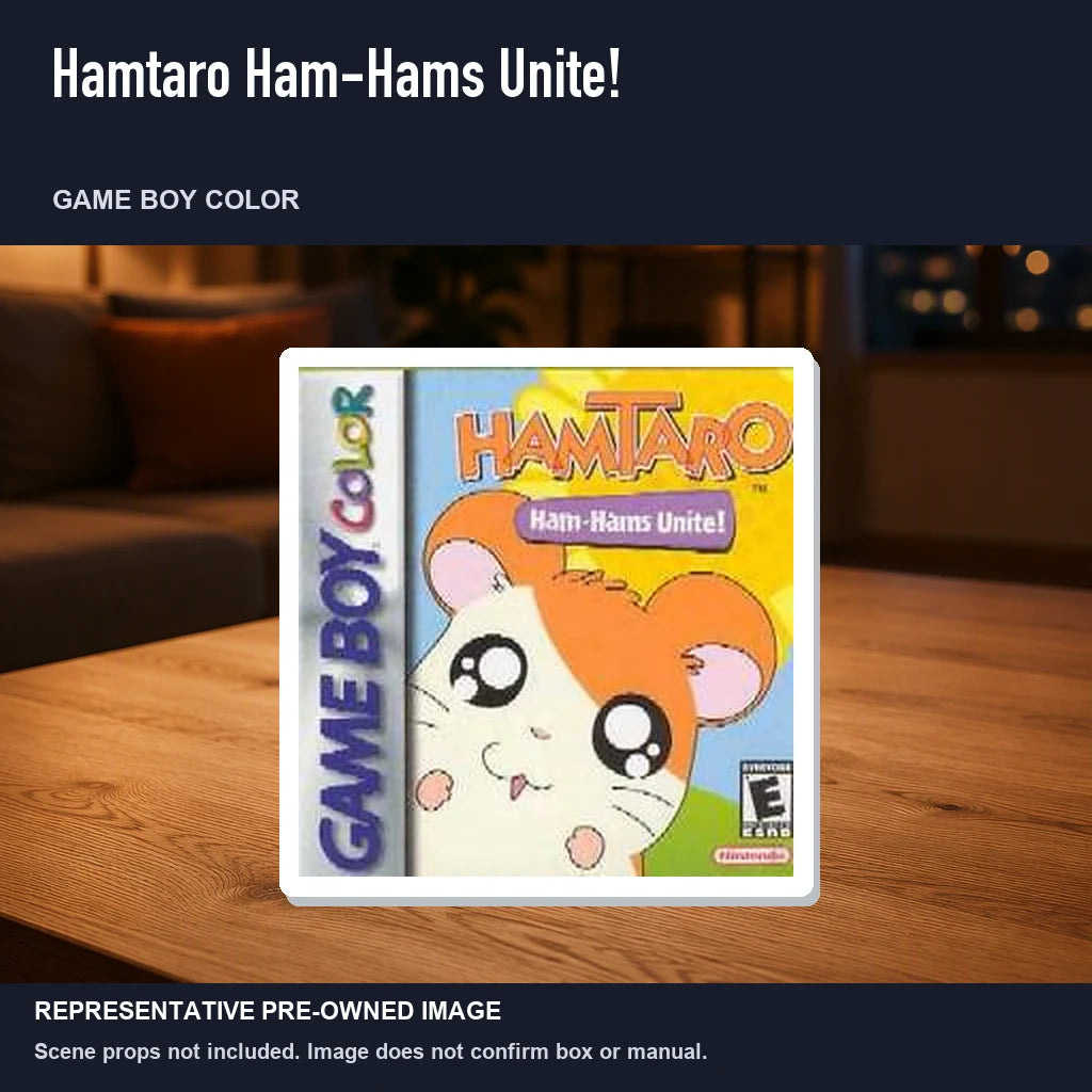 Representative pre-owned Hamtaro Ham-Hams Unite! (Game Boy Color), product image in a styled room scene.