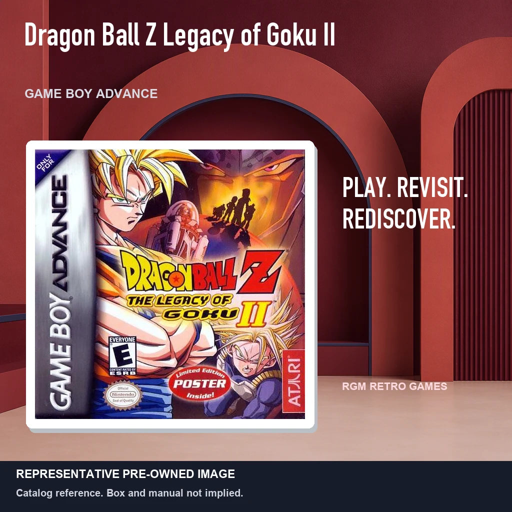 Representative pre-owned Dragon Ball Z Legacy of Goku II (Game Boy Advance), red retro product layout.