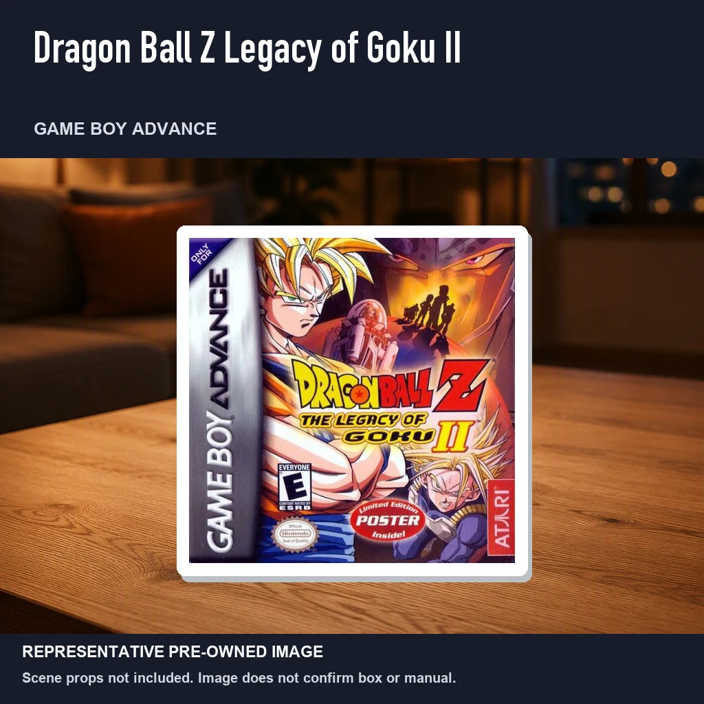 Representative pre-owned Dragon Ball Z Legacy of Goku II (Game Boy Advance), product image in a styled room scene.