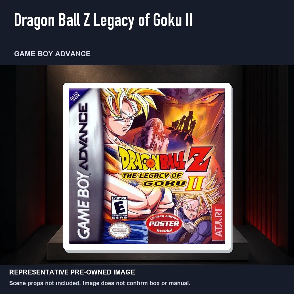 Representative pre-owned Dragon Ball Z Legacy of Goku II (Game Boy Advance), product image on a display panel.