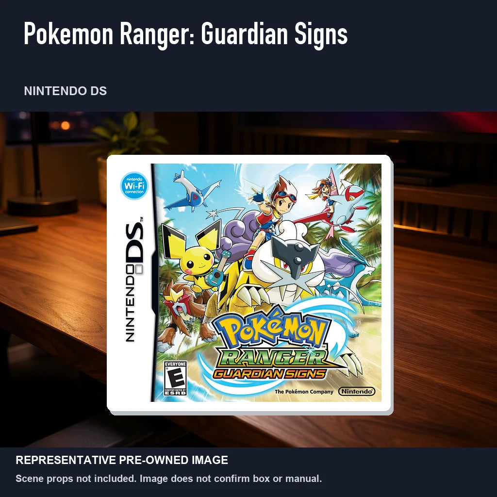 Representative pre-owned Pokemon Ranger: Guardian Signs (Nintendo DS), product image in a styled desk scene.