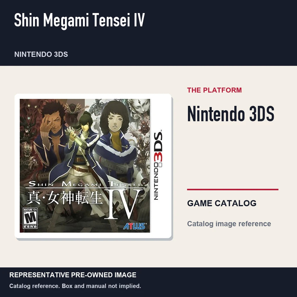 Representative pre-owned Shin Megami Tensei IV (Nintendo 3DS), platform product layout.