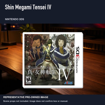Representative pre-owned Shin Megami Tensei IV (Nintendo 3DS), product image in a styled desk scene.
