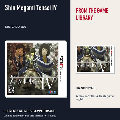 Representative pre-owned Shin Megami Tensei IV (Nintendo 3DS), editorial image and detail.