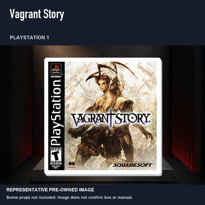 Representative pre-owned Vagrant Story (PlayStation 1), product image on a display panel.
