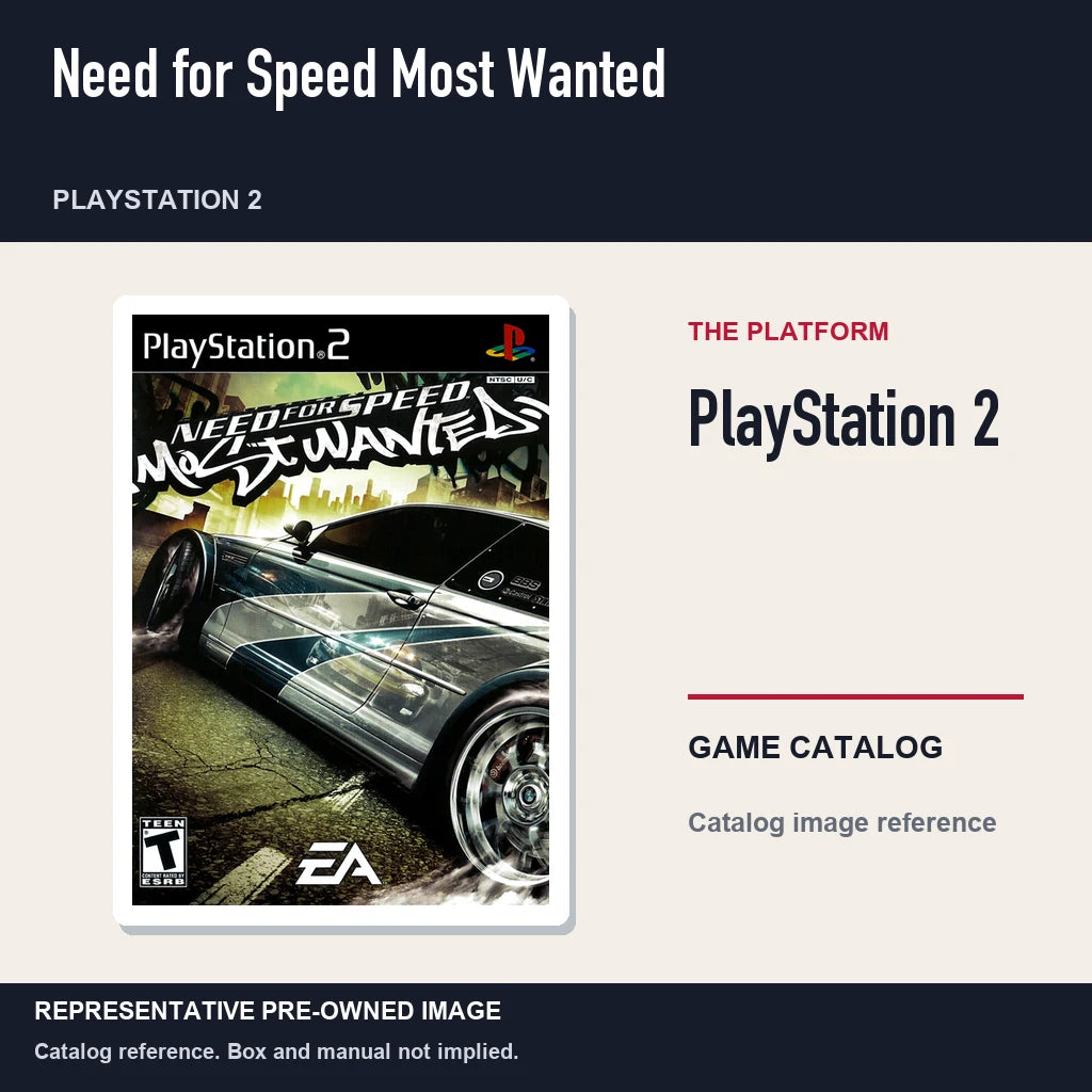 Representative pre-owned Need for Speed Most Wanted (PlayStation 2), platform product layout.