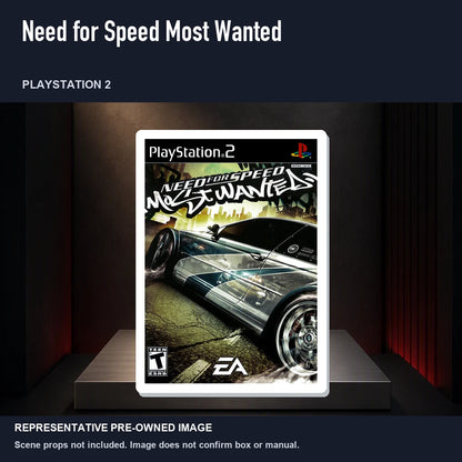 Representative pre-owned Need for Speed Most Wanted (PlayStation 2), product image on a display panel.