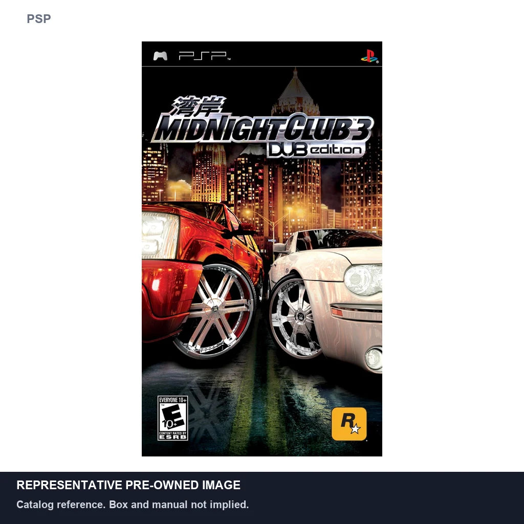 Representative pre-owned Midnight Club 3 DUB Edition (PSP), white product reference.