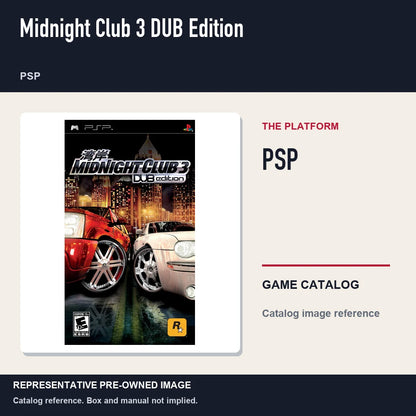 Representative pre-owned Midnight Club 3 DUB Edition (PSP), platform product layout.