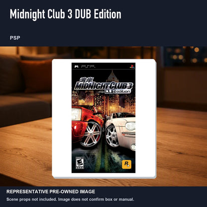 Representative pre-owned Midnight Club 3 DUB Edition (PSP), product image in a styled room scene.