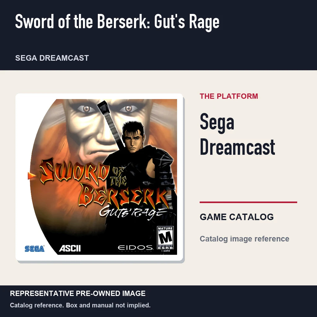 Representative pre-owned Sword of the Berserk: Gut's Rage (Sega Dreamcast), platform product layout.