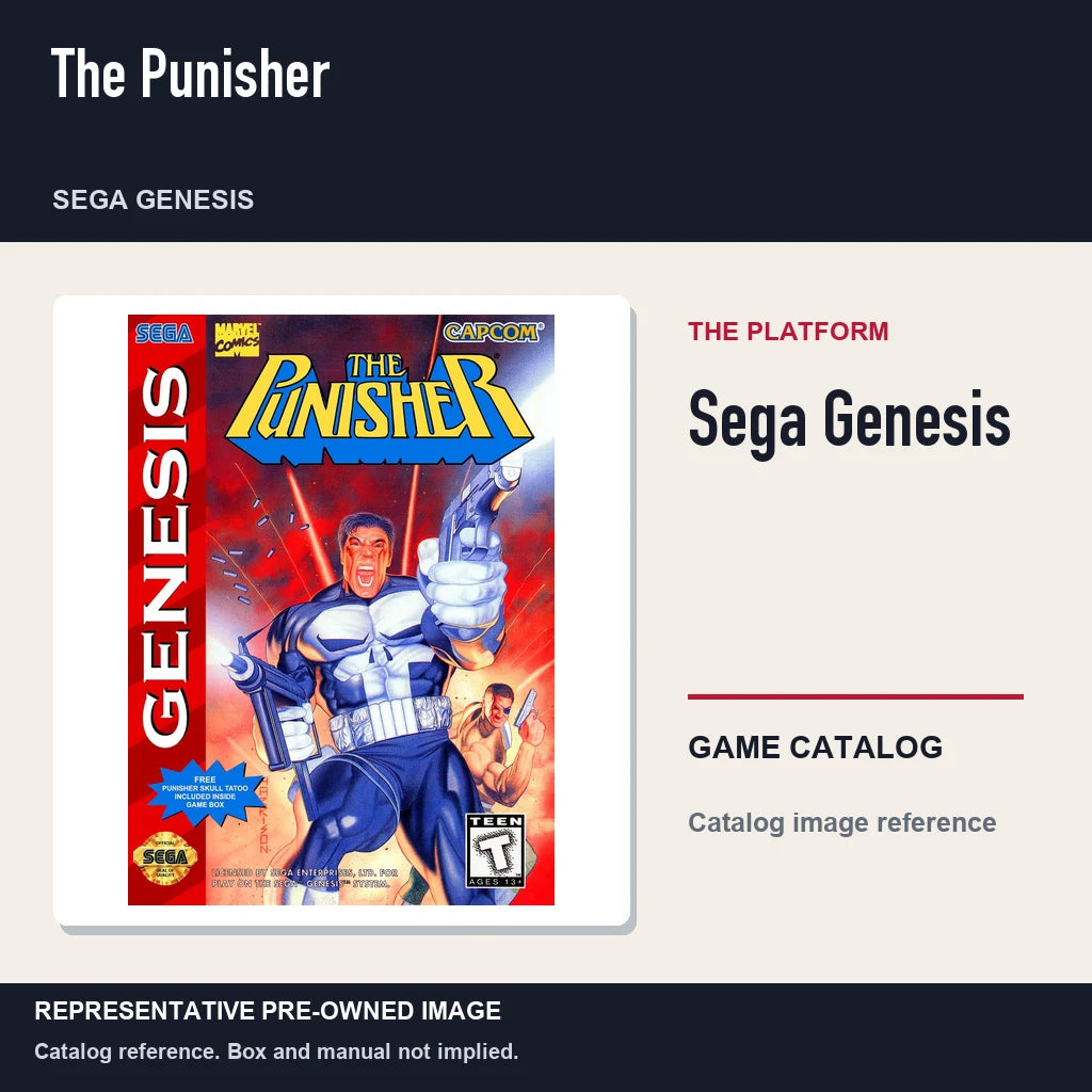 Representative pre-owned The Punisher (Sega Genesis), platform product layout.
