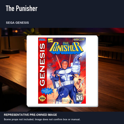Representative pre-owned The Punisher (Sega Genesis), product image in a styled desk scene.