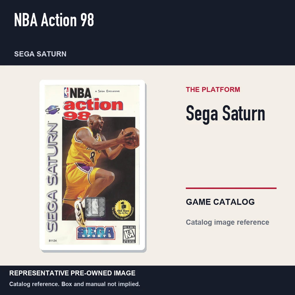 Representative pre-owned NBA Action 98 (Sega Saturn), platform product layout.