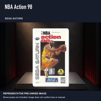Representative pre-owned NBA Action 98 (Sega Saturn), product image on a display panel.