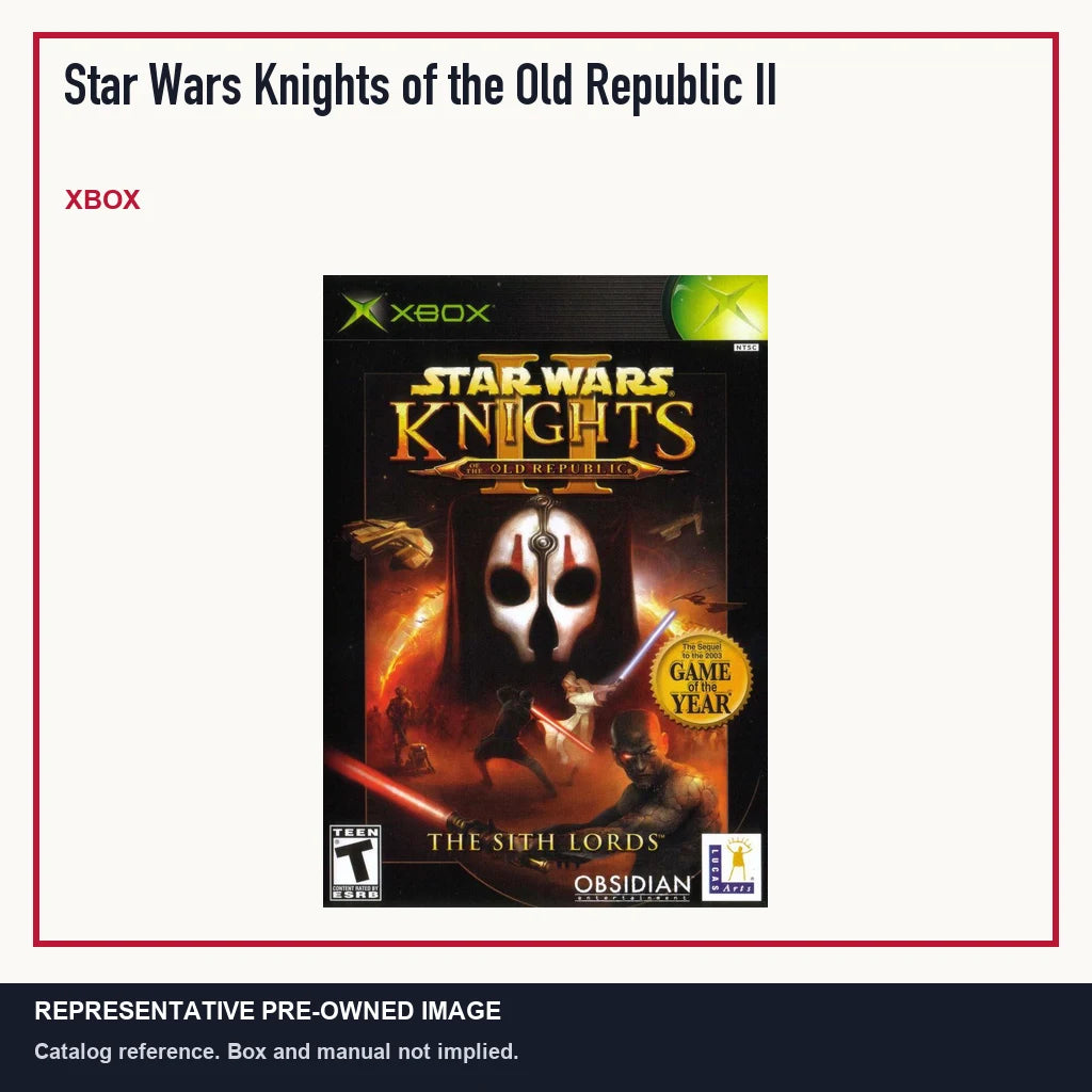 Representative pre-owned Star Wars Knights of the Old Republic II (Xbox), minimal product layout.