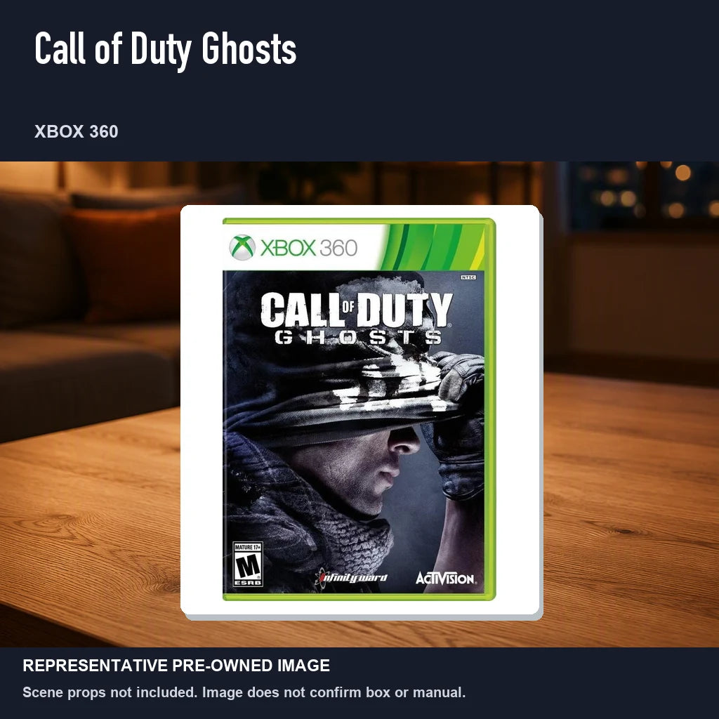 Representative pre-owned Call of Duty Ghosts (Xbox 360), product image in a styled room scene.