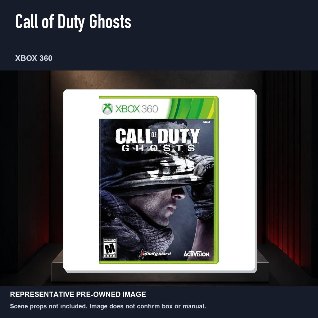 Representative pre-owned Call of Duty Ghosts (Xbox 360), product image on a display panel.