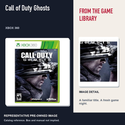 Representative pre-owned Call of Duty Ghosts (Xbox 360), editorial image and detail.