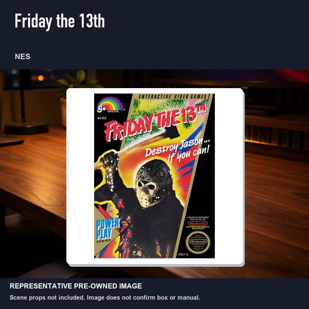 Representative pre-owned Friday the 13th (NES), product image in a styled desk scene.