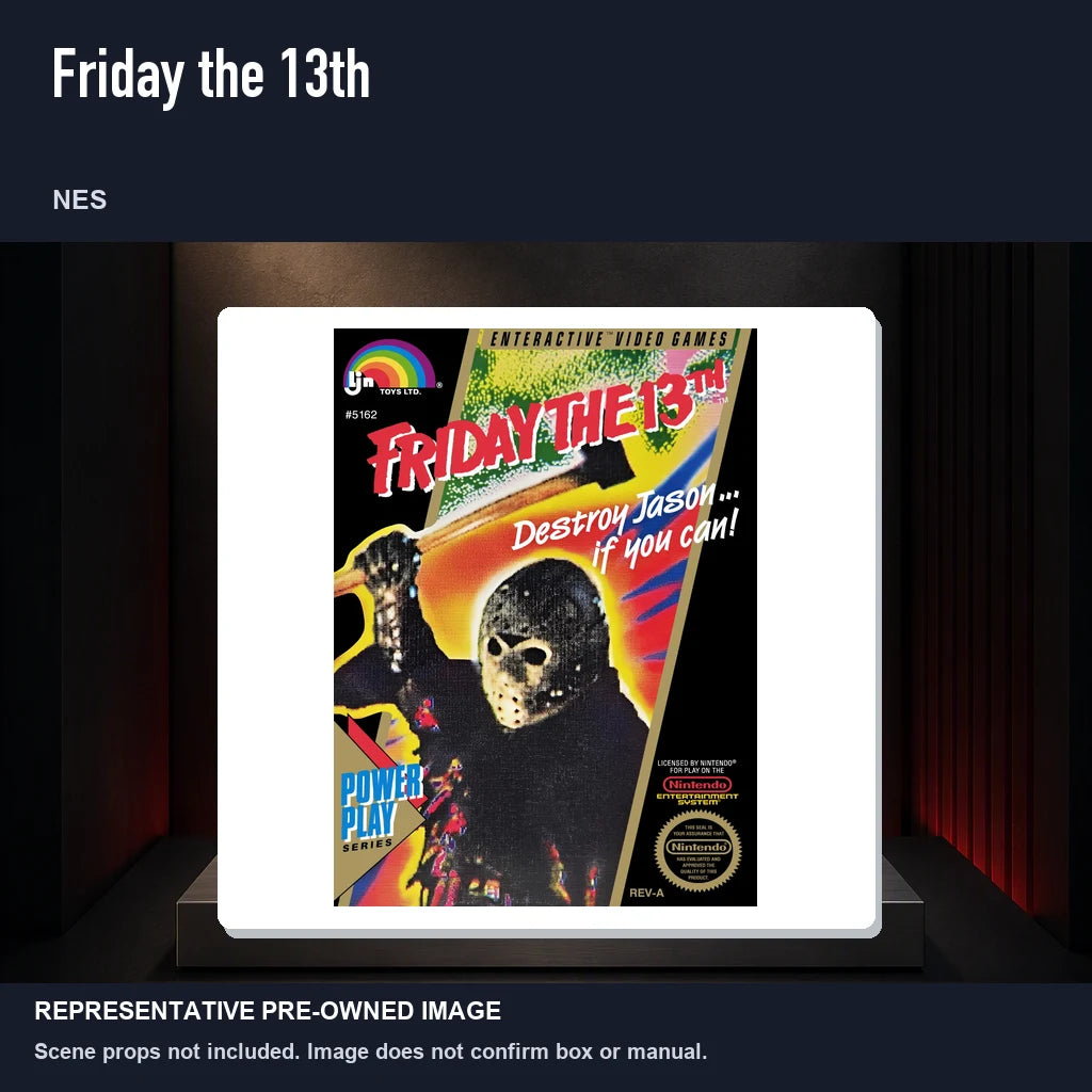 Representative pre-owned Friday the 13th (NES), product image on a display panel.