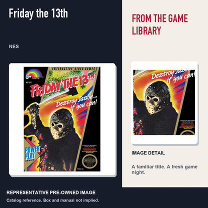 Representative pre-owned Friday the 13th (NES), editorial image and detail.
