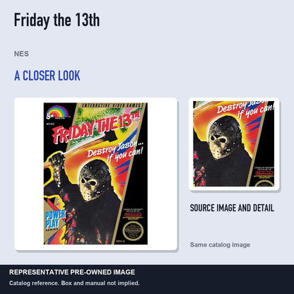 Representative pre-owned Friday the 13th (NES), full image with detail inset.