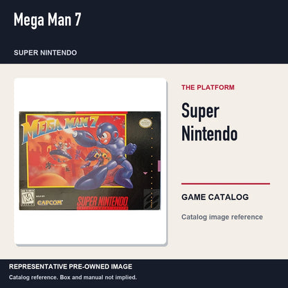 Representative pre-owned Mega Man 7 (Super Nintendo), platform product layout.