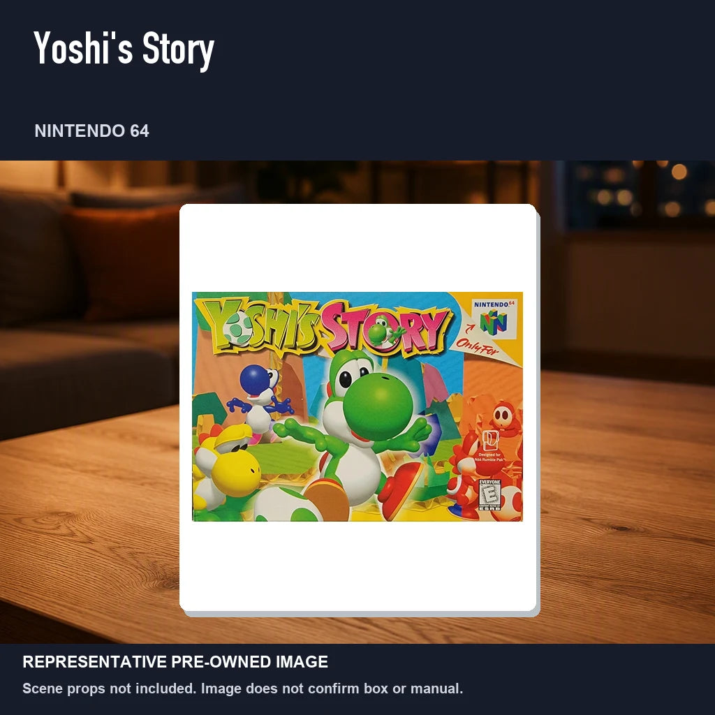 Representative pre-owned Yoshi's Story (Nintendo 64), product image in a styled room scene.