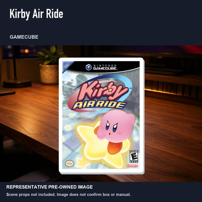 Representative pre-owned Kirby Air Ride (GameCube), product image in a styled desk scene.