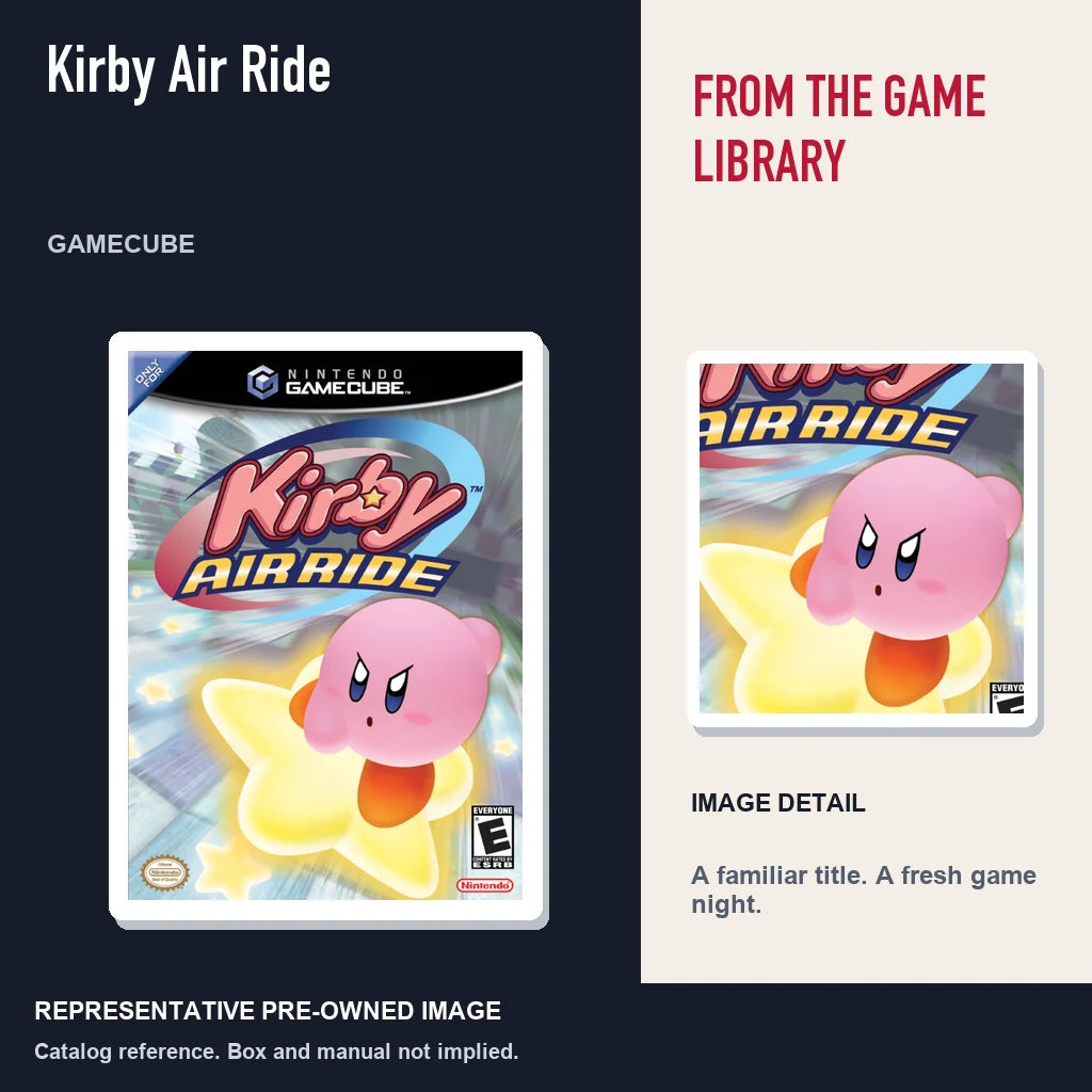 Representative pre-owned Kirby Air Ride (GameCube), editorial image and detail.